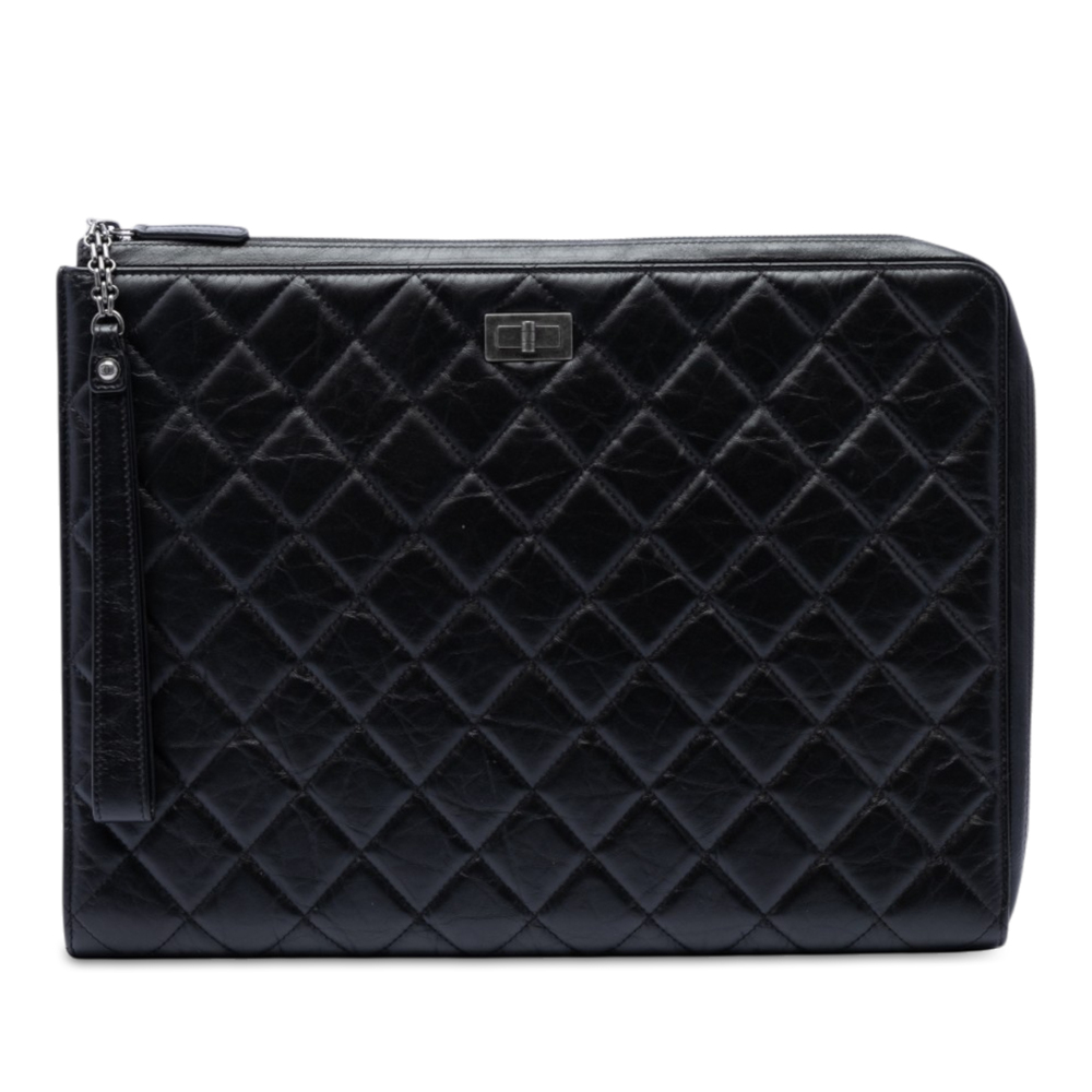 Pre-Loved Chanel Large Aged Calfskin Reissue 2.55 Pouch with Handle